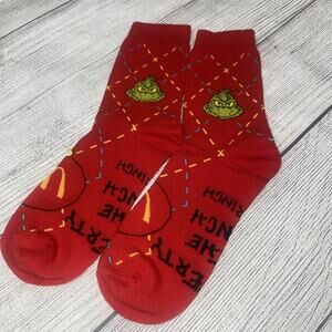 McDonalds Unisex Grinch Socks Adult NEW - red sock